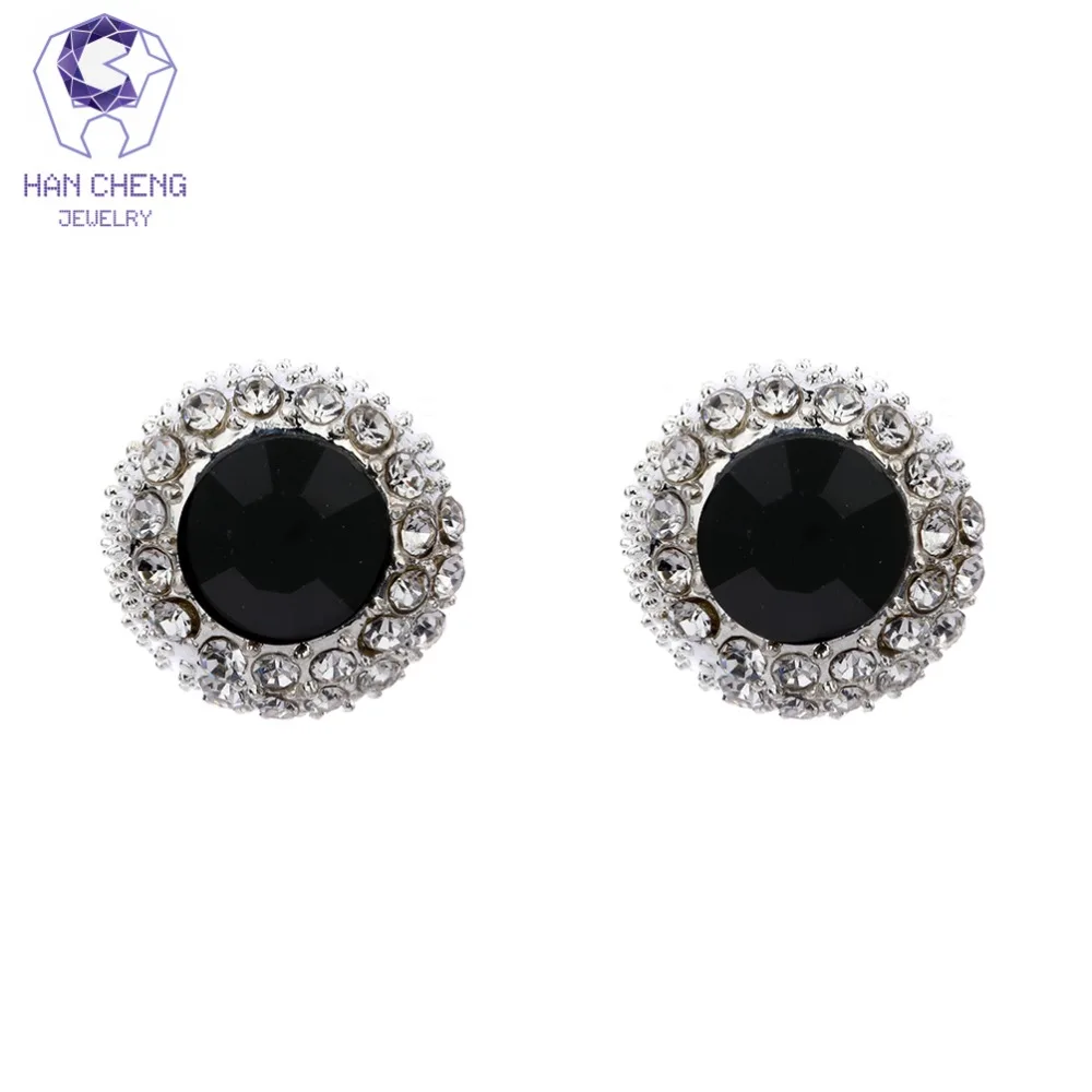 Новые модные маленькие круглые серьги гвоздики HanCheng с драгоценным камнем и