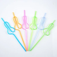 free shipping 1000pcs plastic distorted gourd shaped drink straw bar party decoration art drinking straws candy color reusable