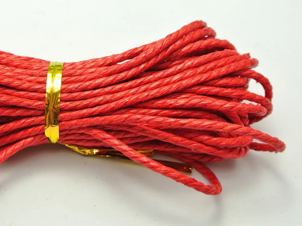 

60 Meters Red Twisted Waxed Cotton Cord String Thread Line 2mm 2mm