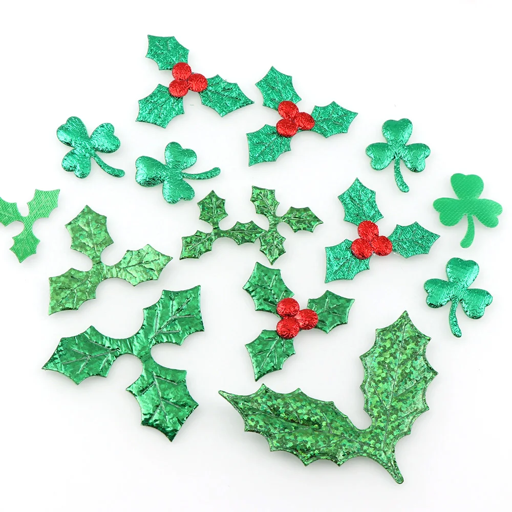 100 шт. Новогодние декоративные красные фрукты с зелеными листьями|Наконечники