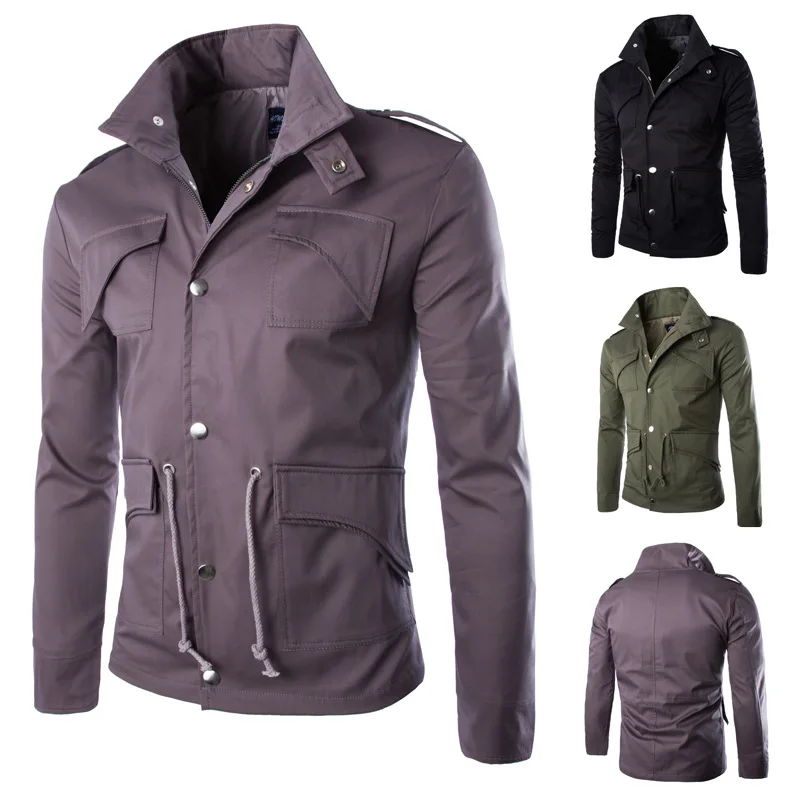 

Nice High Quality Mens Jacket Cotton Jacket Pocket Men Casual/Daily Simple Fall Jacket Solid Stand Long Sleeve Regular Cotton