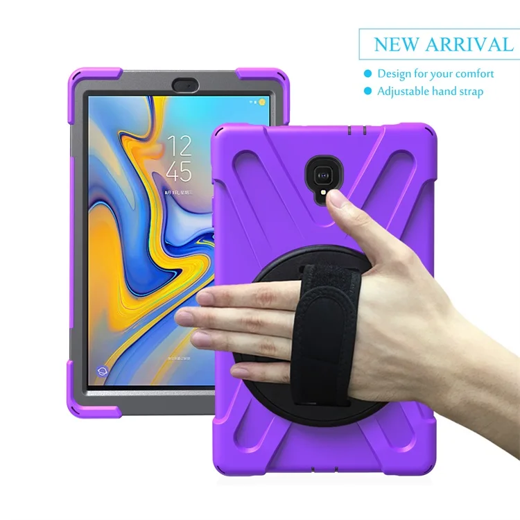 Purple Kickstand Противоударный детский чехол для samsung Galaxy Tab A 10,5 SM-T590 T595 T597 защитный чехол подставка силиконовая резина Чехол - Цвет: Purple Kickstand