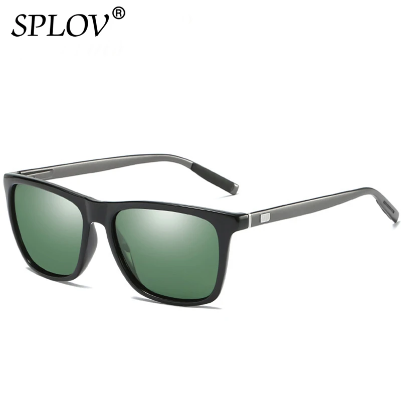 Солнцезащитные очки SPLOV Classic Square из алюминиевого магния с пружинными шарнирами и поляризационными линзами UV400 для мужчин и женщин винтажного стиля для вождения.