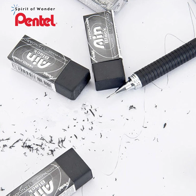 Pentel ZEAH06 черный ластик 12 штук аин Привет полимер пластиковый карандаш 43*18*11 мм