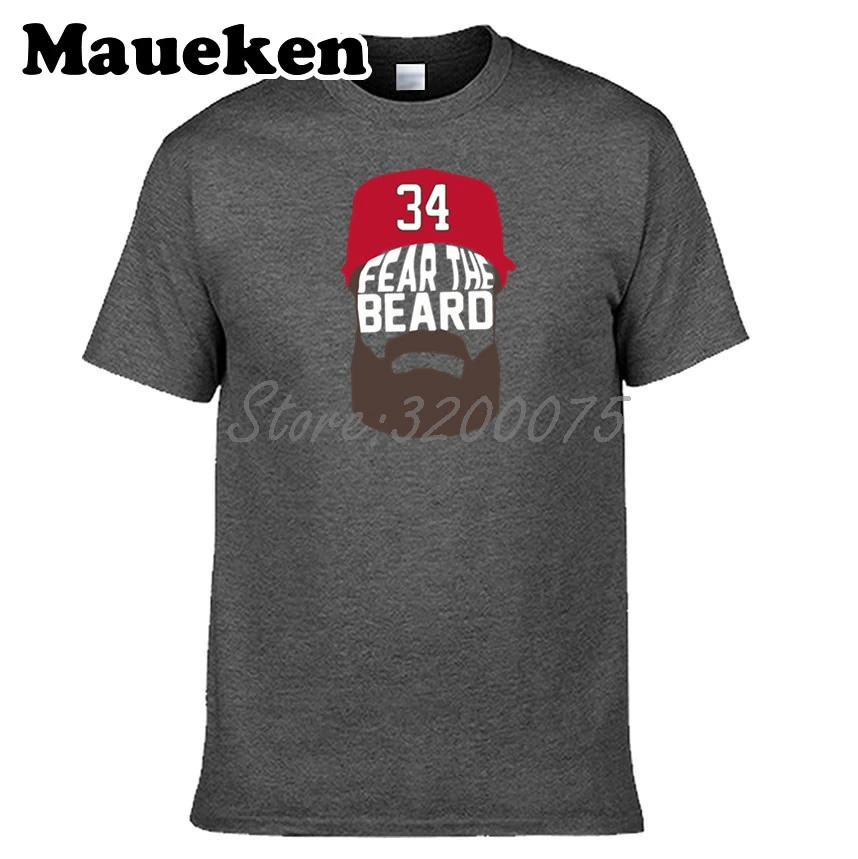 Мужская футболка Bryce Harper 34 Washington Fear the Beard одежда для национальных фанатов подарок