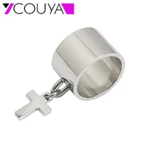 couya trendy cross charm pendant rings stainless steel wedding party finger ring for women female bijoux fashion jewelry