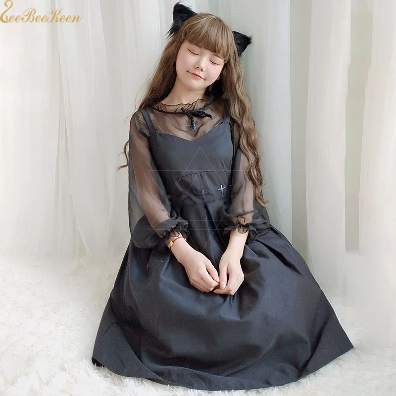 

Girls Sexy Lolita Maid Gothic Lolita Cosplay Costume Dress Halloween Cosplay christmas Holiday Party Dress Black Lolita Dress
