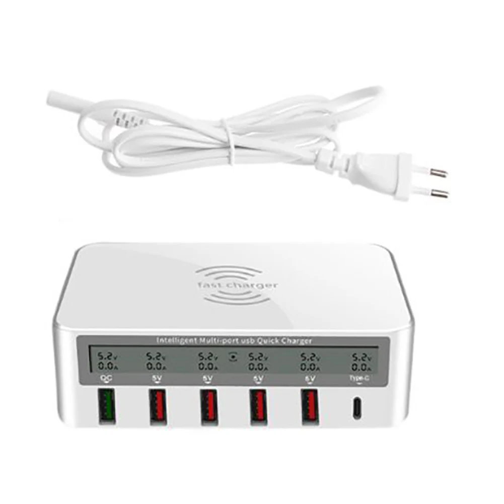 Wireless Fast Charger Tablet Professional Practical LCD Display Phone Multi Port 7 In 1 USB 3.0 Current Qi Voltage | Электроника