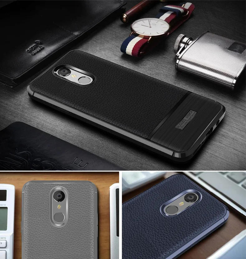 Модный кожаный ТПУ чехол личи с узором Ударопрочный Мягкий для LG Stylo 4 Stylo4
