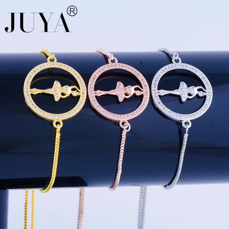 Модные трендовые женские браслеты с регулируемой цепочкой золото розовое циркон