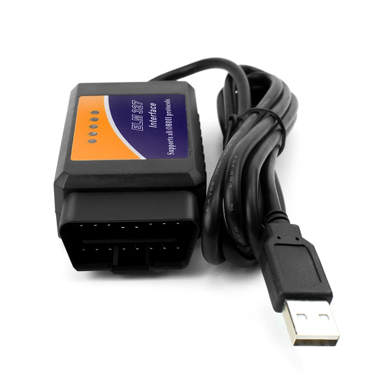 Высокое качество ELM327 USB пластик OBD2 Авто диагностический инструмент версия V1.5 ELM 327