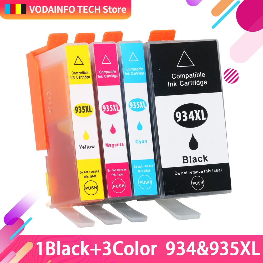 QSYRAINBOW 4PK совместимый для HP 934 935 934XL 935XL Совместимый картридж Officejet Pro