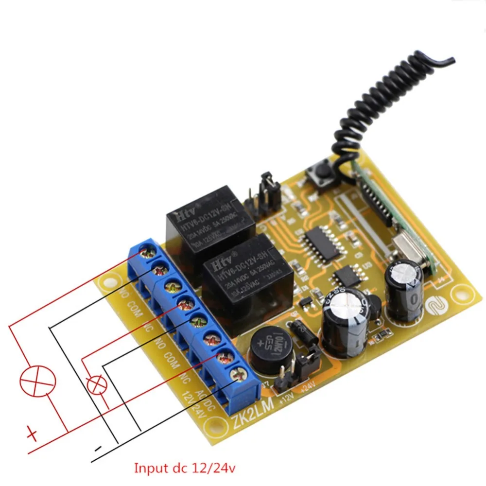 DC 12V 24V RF Беспроводная фотомагнитола 2 шт. приемник плата с передатчиком для