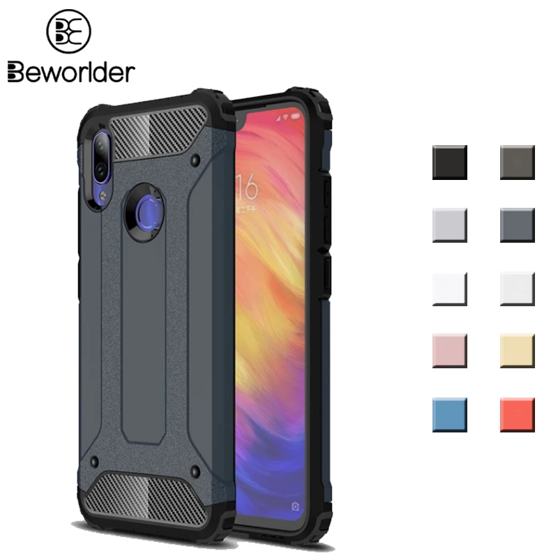 Для Xiaomi Redmi Note 7 Pro Чехол двухслойный ТПУ ПК полная защита Броня Жесткий чехол для