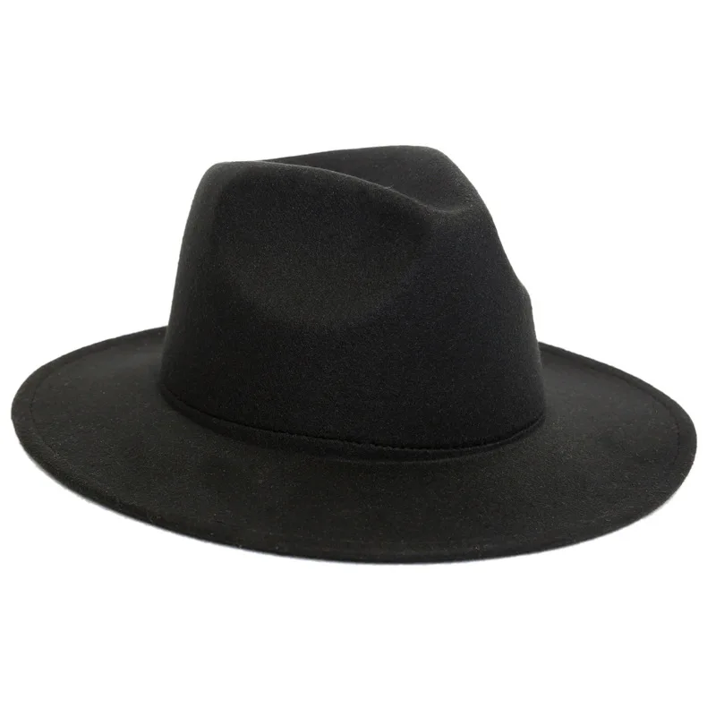 2019 Черная Женская Шляпа Fedora Топ винтажная шляпа для девушек с большими плоскими