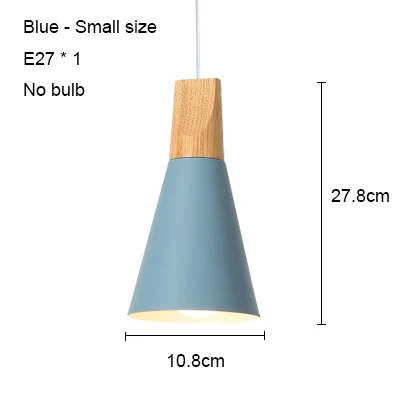 Blue 108mm no bulb Светодиодный подвесной светильник s современный подвесной светильник для столовой деревянный скандинавский светильник красочный подвесной светильник для ресторана кофе спальни E27 светодиодный светильник - Цвет корпуса: Blue 108mm no bulb