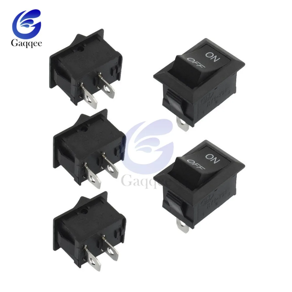 Черный кнопочный мини-переключатель 6A-10A 250V KCD1-101 2Pin Snap-in On/Off кулисный