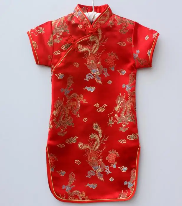 Цветок для маленьких девочек; Qipao платье детей Платья для женщин Обувь для девочек одежда 2 4 6 8 10 12 14 16 лет модная детская одежда китайское традиционное платье - Цвет: C