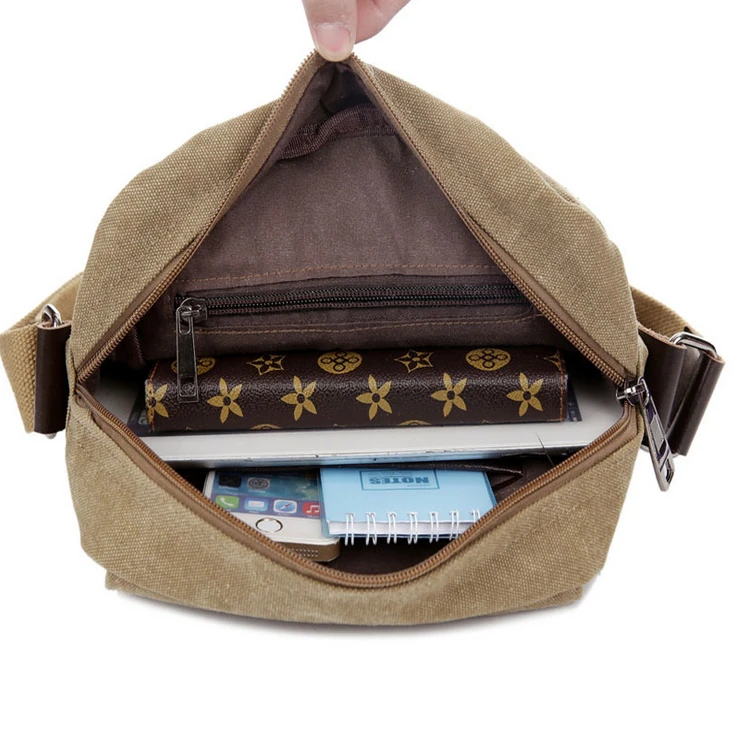 Сумка-мессенджер Мужская холщовая Винтажная сумочка на ремне маленькая