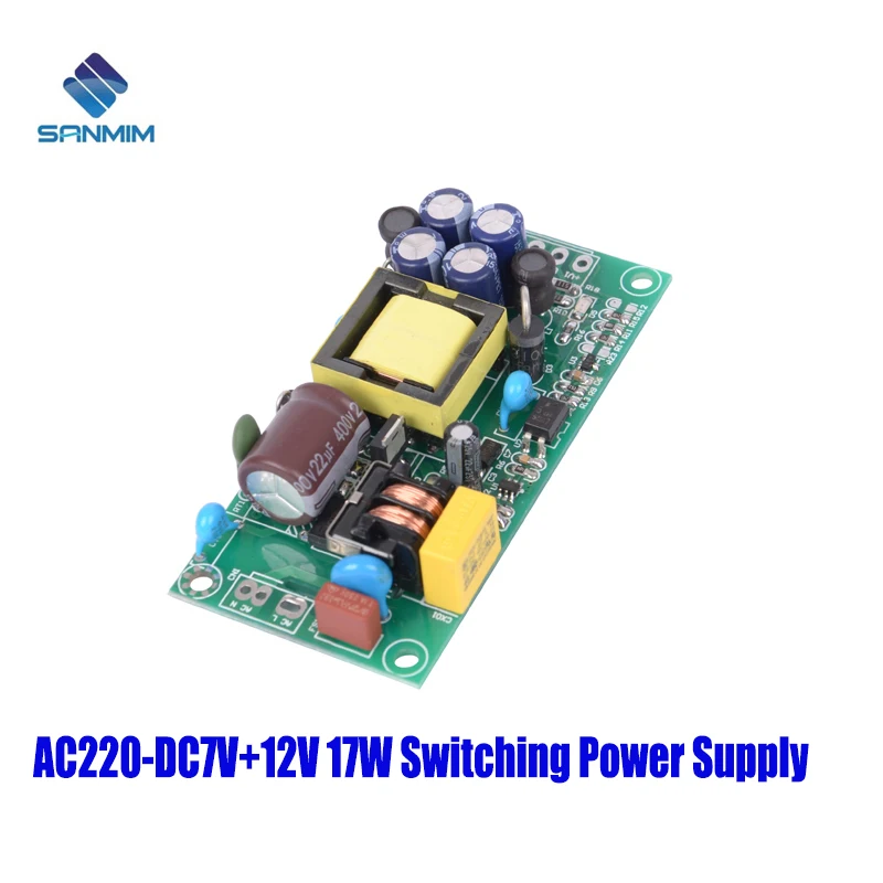 Фото SANMIN AC220V-DC7V + 12V 0.5A + 1.2A 17W блок питания с изолированным переключателем модуль питания от 220 до 7 в + 12 В голая плата DLL17A7V + 12 В №1