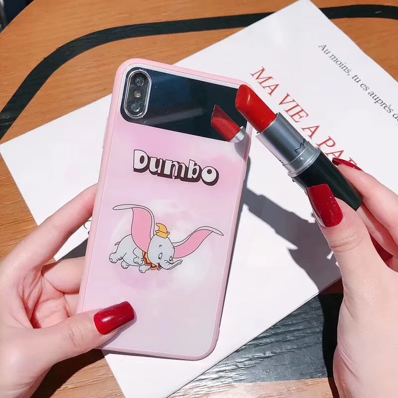 Case for iPhone Xs Max XR X 7 8 plus New Arrivals Silicone Soft cover cute cartoon Casual Fashion Makeup mirror fresh girl ins |