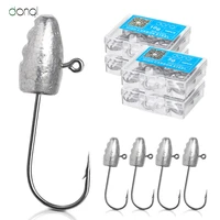 donql 10pcsbox jigging fishing hook exposed lead head fishook sharp barbed soft bait lure fish hook for carp fishing tackle