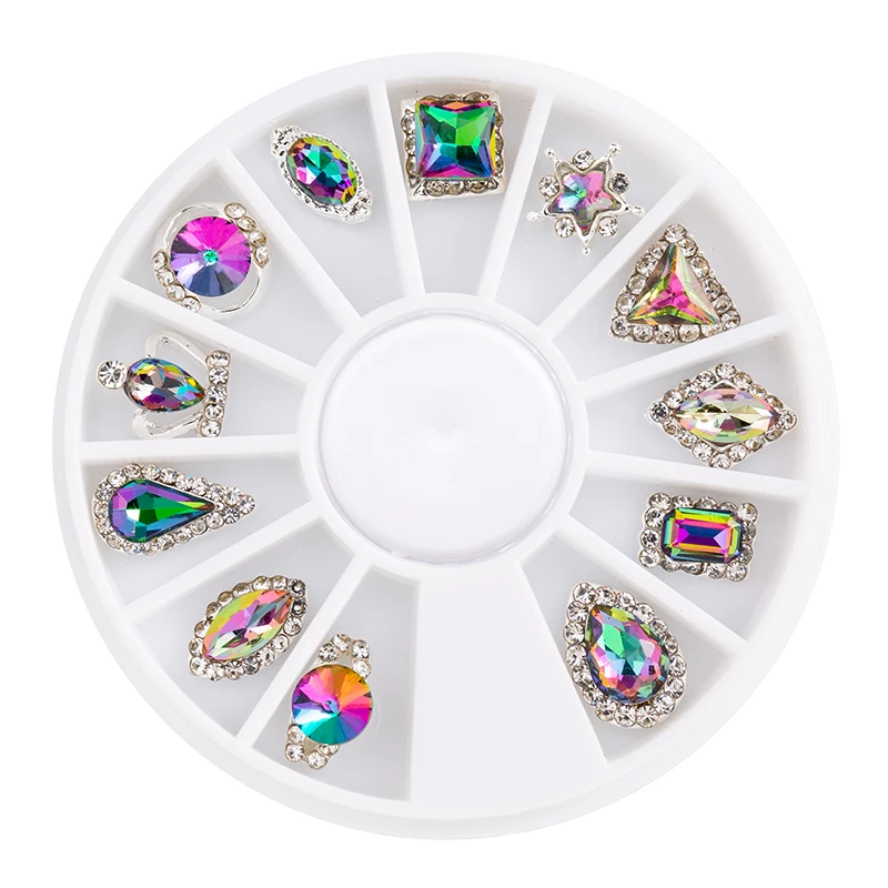 12 Design Nail Art Decoration Glass Crystal Flame AB Rhinestones Gems Alloy Metal 3D Tips DIY jewelry Accessories Tools Manicure | Красота и