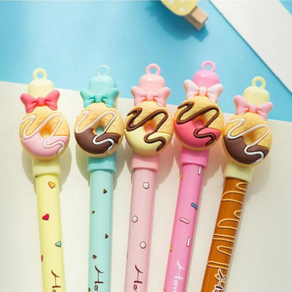 

1PC Kawaii Donuts Erasable Pen Cartoon Doll Rubbing Gel Pens 0.5mm Blue Ink Material Escolar School & Office Supplies