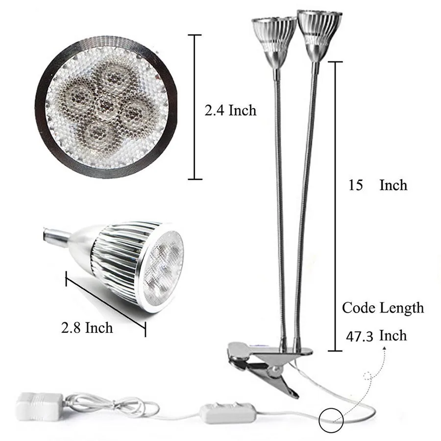 Полный спектр 18 Вт LED Grow Light 360 градусов гибкий держатель лампы клип Светодиодная