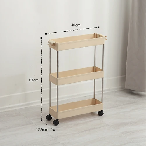 Beige 3 Layers Muli-назначение стеллаж для хранения Кухня холодильник боковая полка 2/3/4 Слои Ванная комната Экономия пространства организатор полка Gap держатель аксессуары для ванной комнаты - Цвет: Beige 3 Layers
