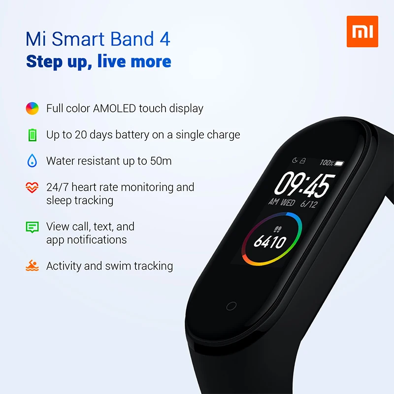 Xiaomi Mi Band 4 Смарт-часы с пульсометром и фитнес-трекером браслет цветным дисплеем