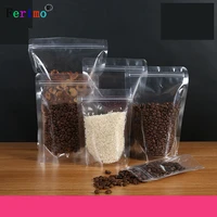 free shipping 1217cm100pcs thickened transparent zipper bag food grade packing bag self seal five grains bag