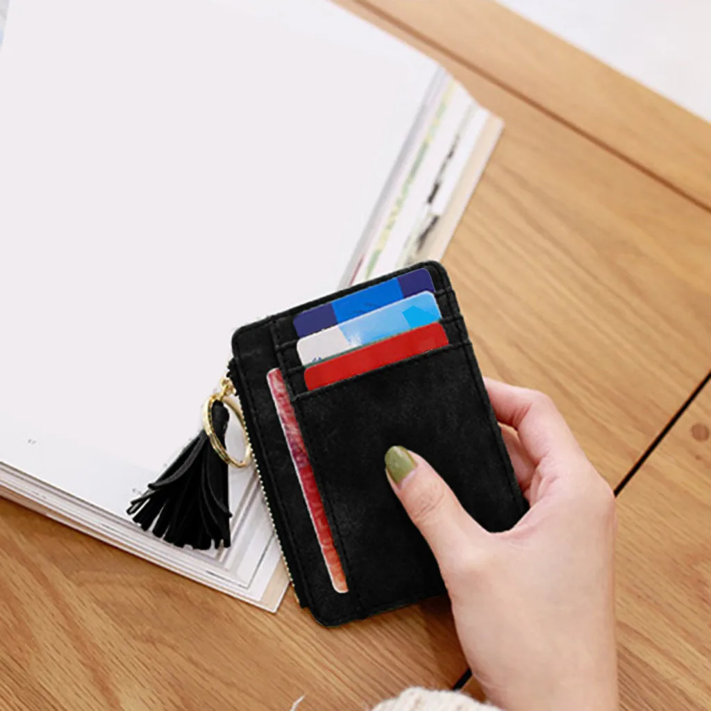 Женский мини-кошелек длинный брендовый кошелек с кисточками для денег держатель