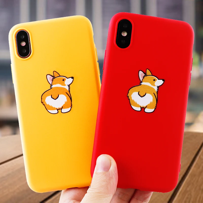 Модные телефонные Шкафы для IPhone X XS MAX XR 8 7 6 s Plus чехол милый корги мягкий