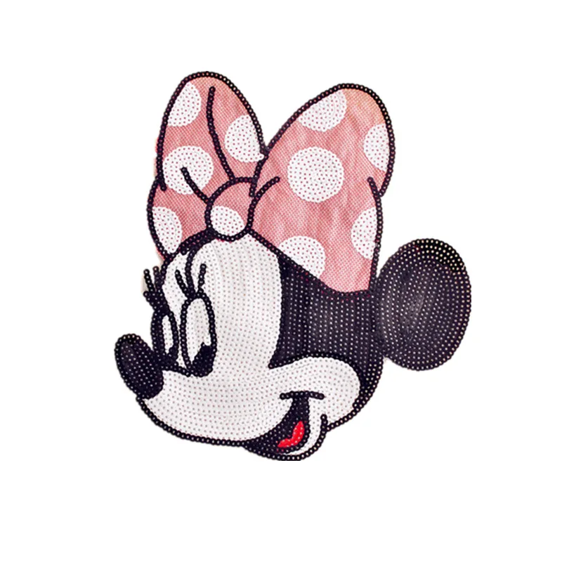 Big Size Mouse Sequins Fabric Patch Embroidered Iron on Patches For Clothing DIY Decoration Clothes Stickers Applique Badge |
