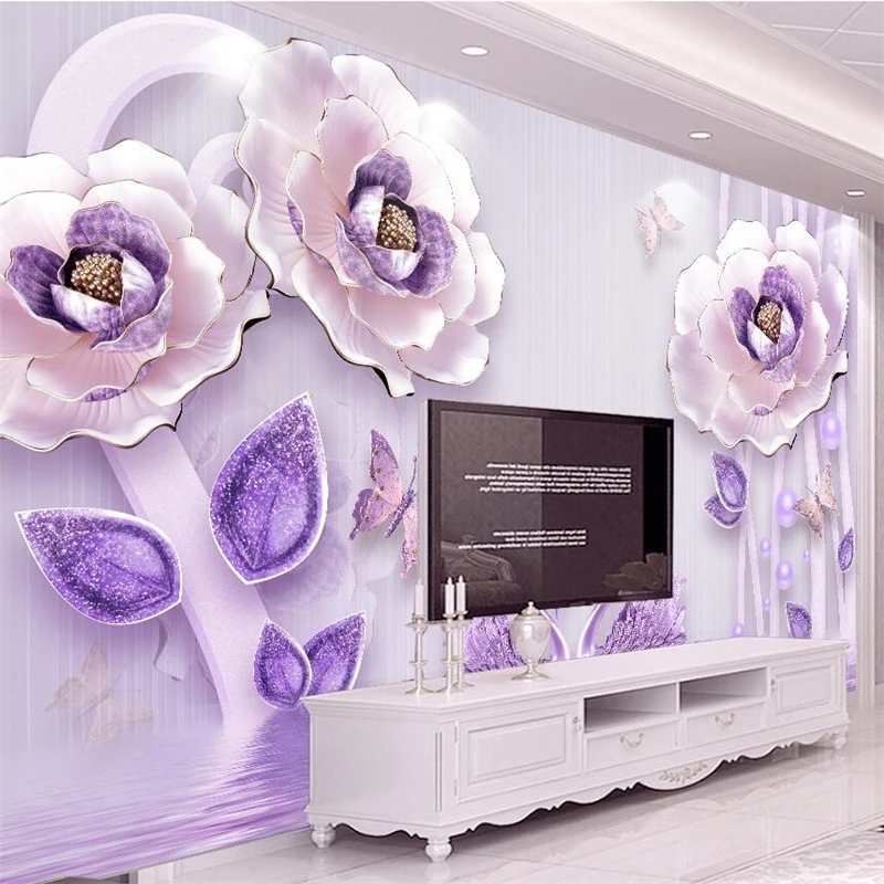 

wellyu 3D embossed flower rich peony European TV background wall custom large mural wallpaper papel de parede para quarto