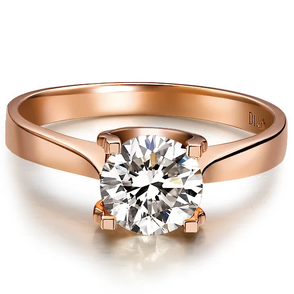 

1 Carat Solid Rose Gold 18K Simple Life Ritzy Simulate Diamond Women Wedding Ring Authentic Sterling Gold Women Jewelry