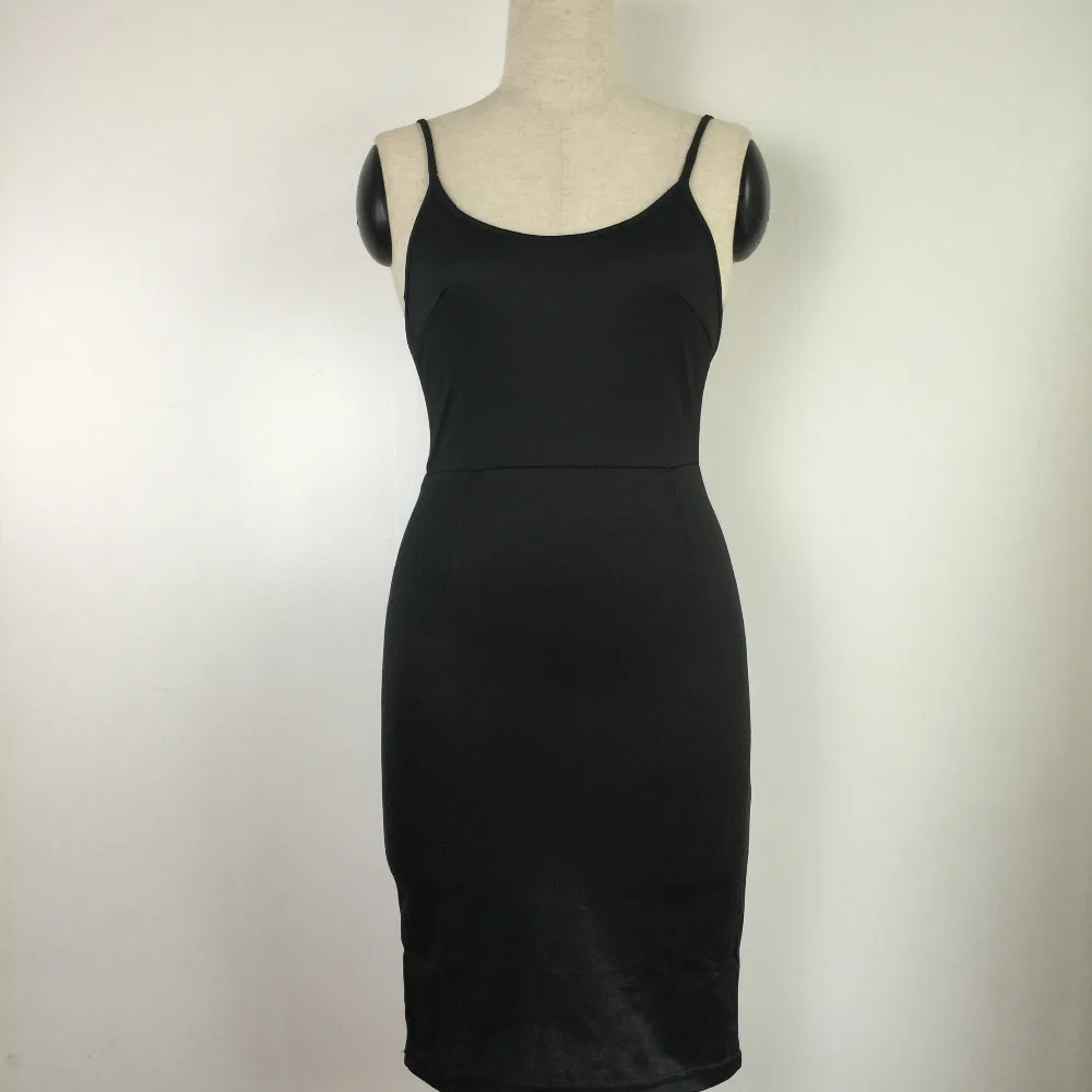 Европа и США женские новые летние однотонные с тонкими лямками Платье без