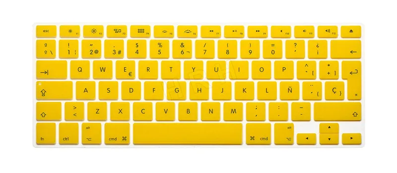 5 шт. испанская клавиатура кожный чехол для Macbook Mac Book 13 15 17 EU UK Europe версия Силиконовая Защитная пленка для ноутбука - Цвет: Цвет: желтый