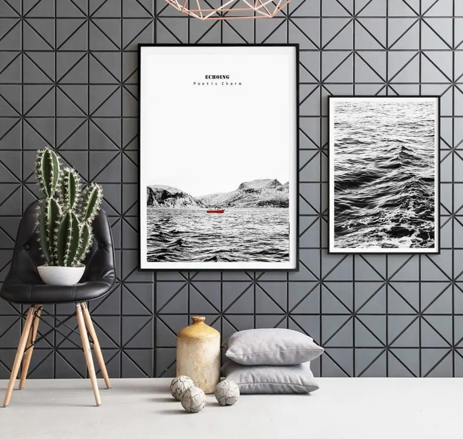 YORTYES Canvas Poster Nordic Pictures Painting For Kids Room Sea Waves Wall Picture Decoration Home YY043 | Дом и сад
