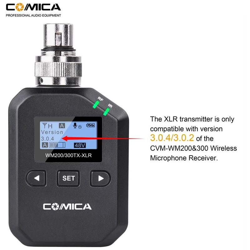 Comica XLR UHF 96-канальный беспроводной подключаемый передатчик для CVM-WM300/CVM-WM200