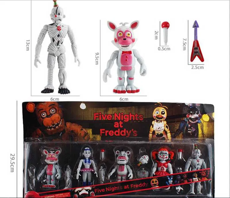 6 шт./компл. 10 см Five Nights At Freddy's FNAF Funtime Foxy Freddy Ballora Ennard кукольная плюшловушка ABS