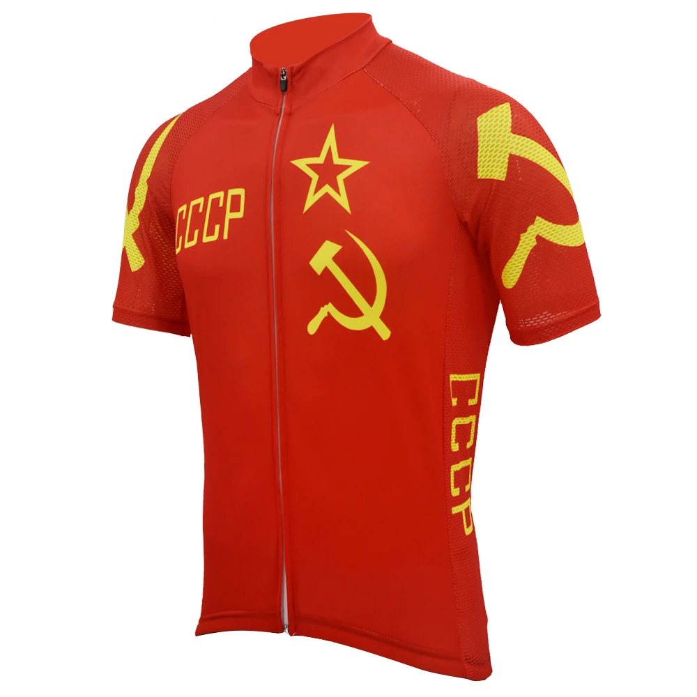 Красный CCCP майки для велоспорта желтые мужские летние с коротким - Цена: 1282.29