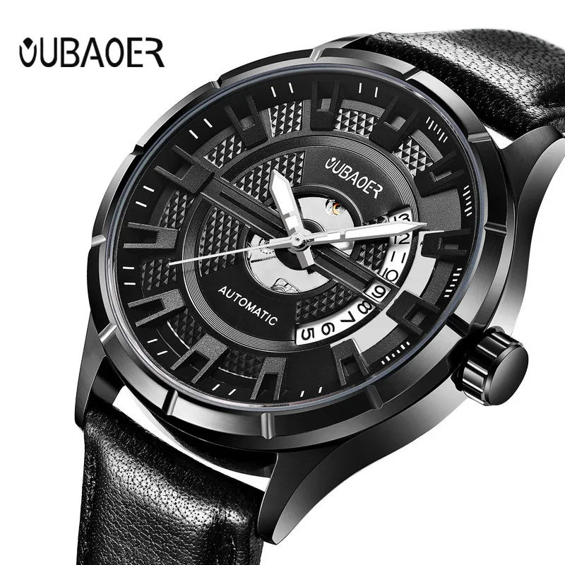 

2018 New Men's Skeleton WristWatch OUBAOER Stainless steel Casual Automatic Skeleton Mechanical Watches Male reloj hombre