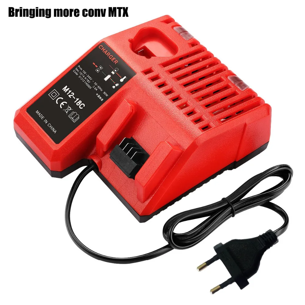 Зарядное устройство 110 240 В для литий ионных батарей Milwaukee M12 M18 48 11 1815 1828 2401 2402 + 1 шт.