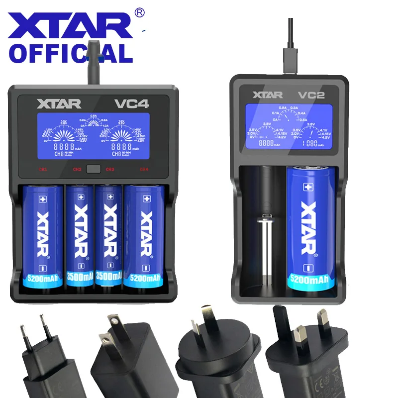 Зарядное устройство XTAR VC4 VC2 с адаптером ЖК-дисплей Ni-MH/Ni-CD Li-Ion USB зарядное для AA AAA