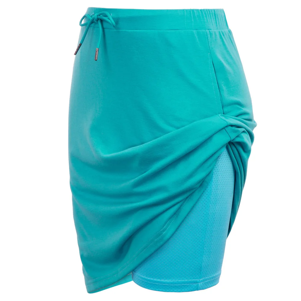 JS Women Shorts Sports Drawstring Waist Stretchy Knitting Culotte Skort W Mesh summer Lining hot sale high quality |