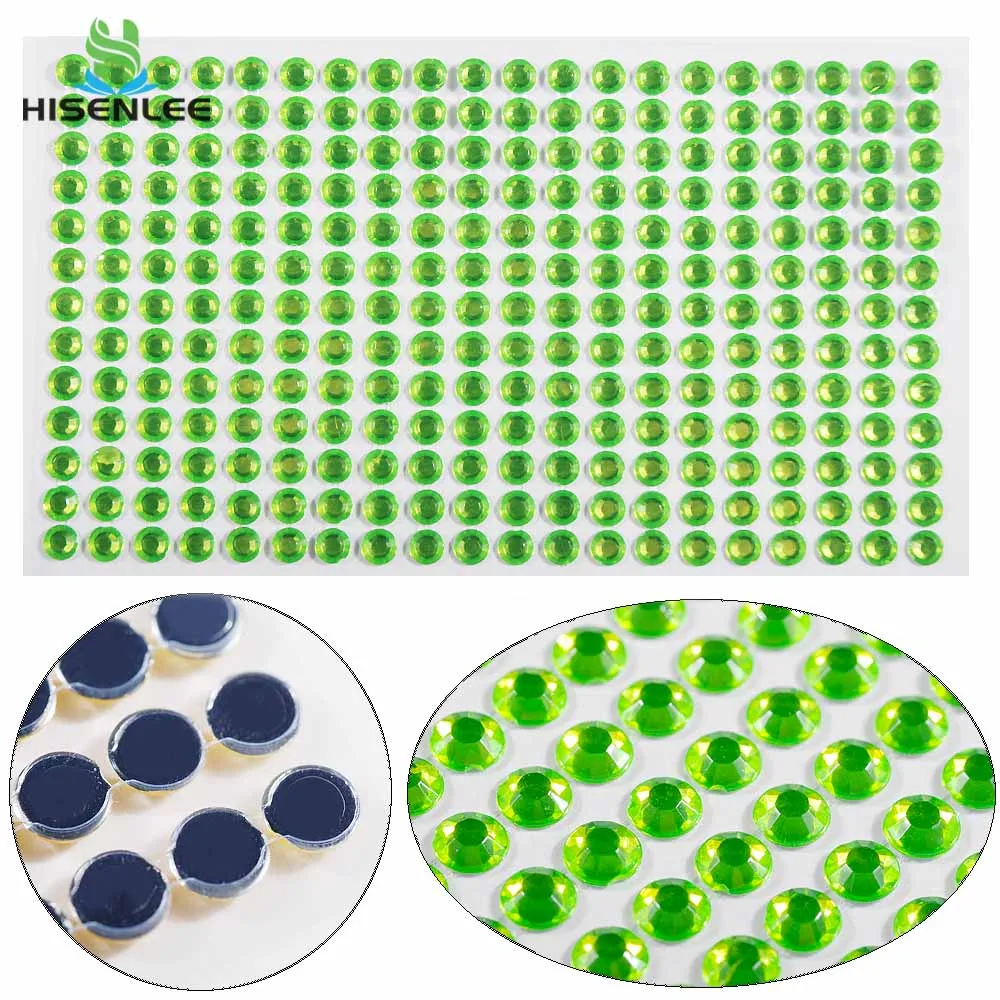 Light Green 6 мм 520 шт Стразы-аппликация DIY скрапбукинг украшения самоклеющиеся акриловые бриллиантовые наклейки чехол для телефона наклейки на стену автомобиля - Цвет: Light Green