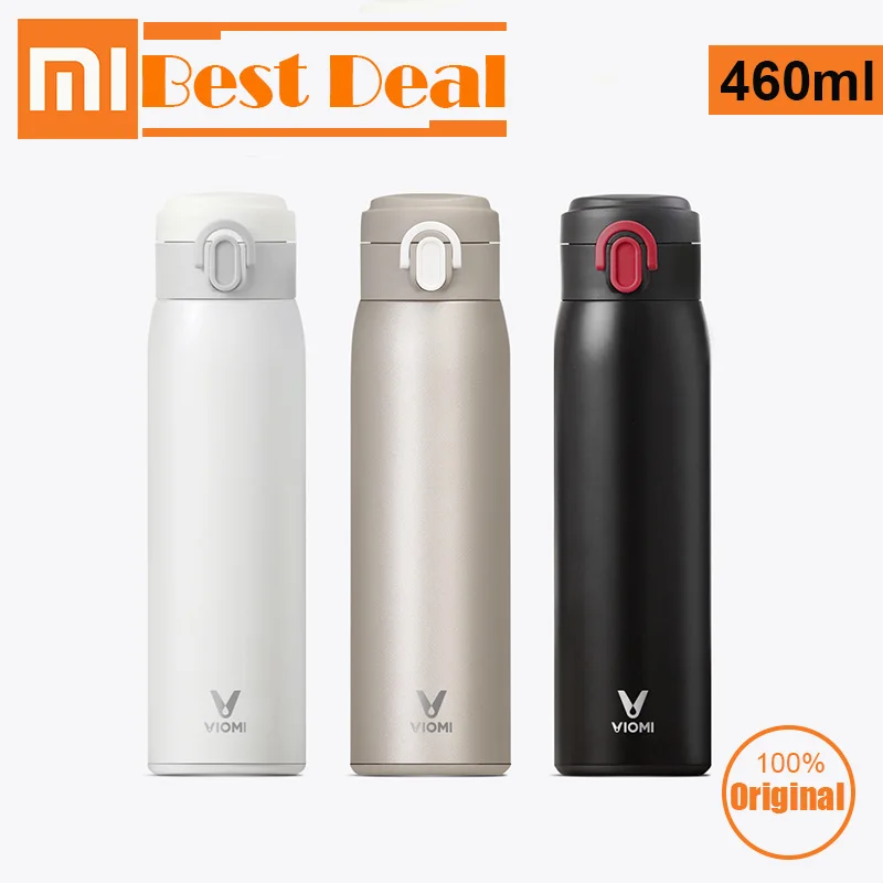 Новинка, термос-кружка Xiaomi Mijia VIOMI, 460 мл, нержавеющая сталь, с вакуумной изоляцией, герметичная бутылка для воды, для путешествий, белый, черный, золотой