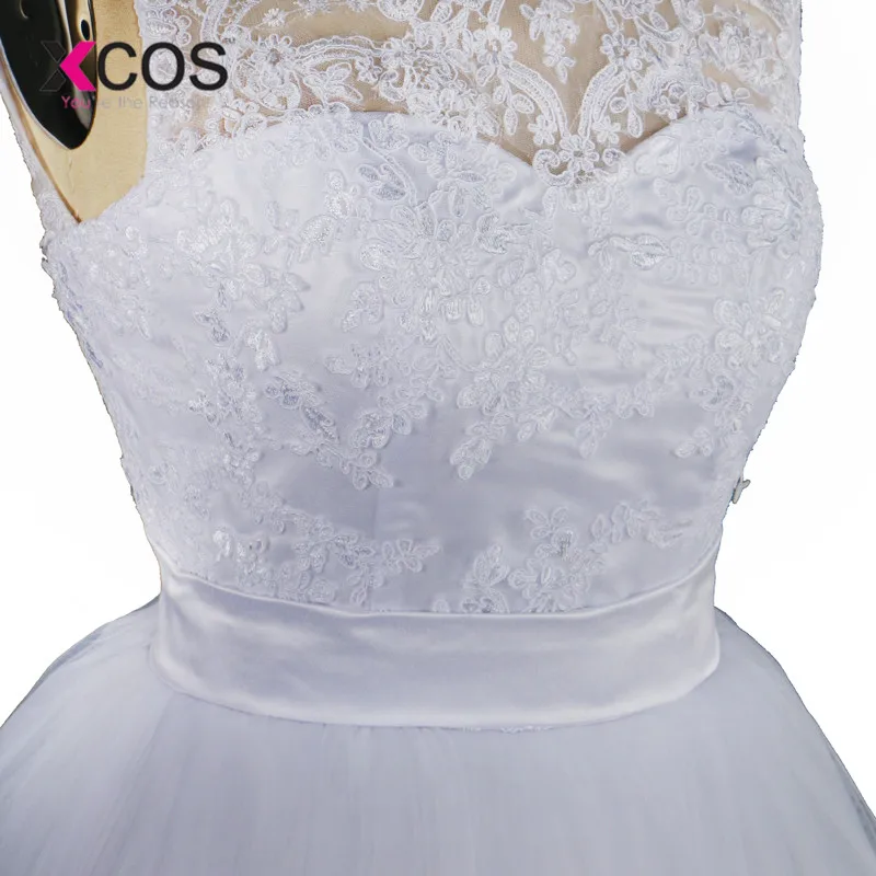 XCOS robe de mariage/Новинка 2018 года кружевное фатиновое платье с круглым вырезом и
